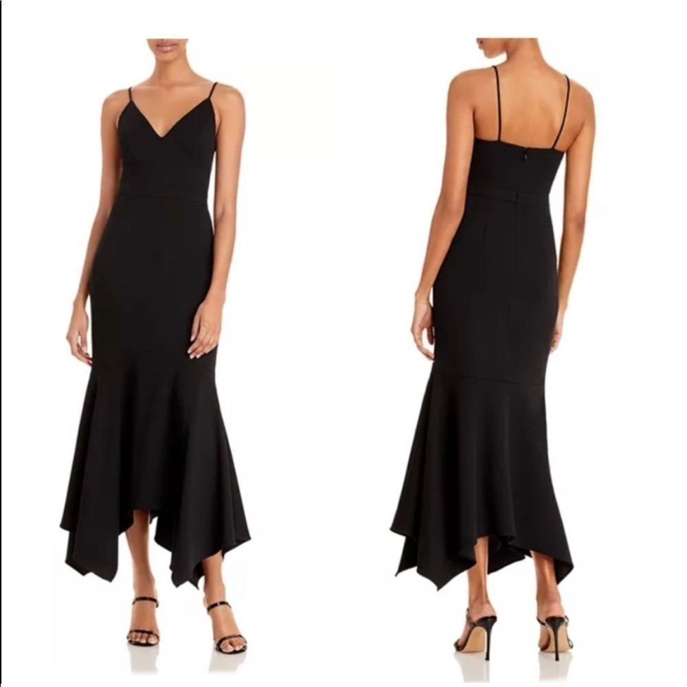 AQUA Asymmetric Flounce Cocktail Dress